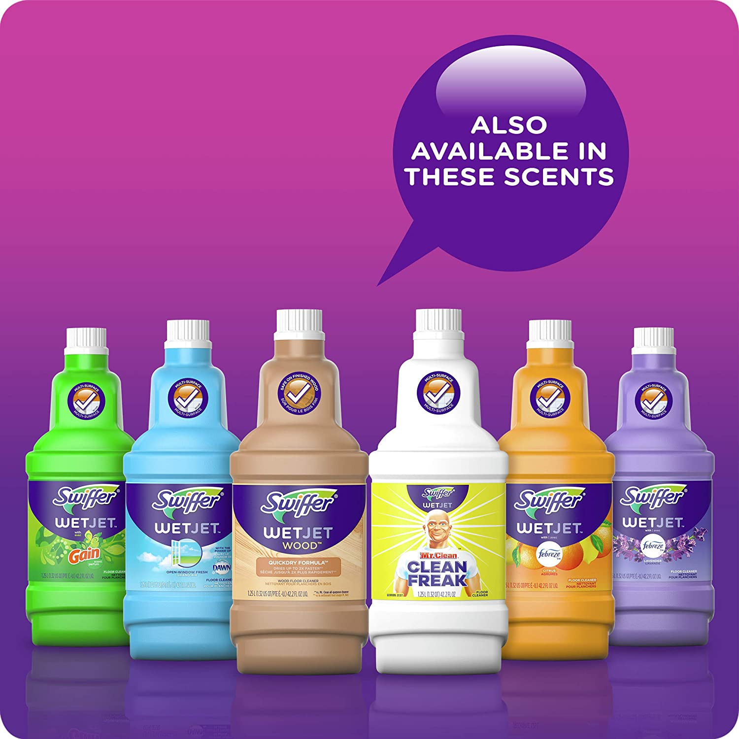 Wetjet Multi-Purpose Floor Cleaner Solution with Febreze Refill, Hardwood Floor