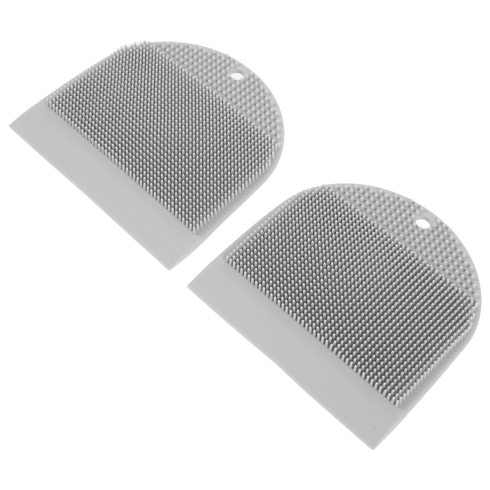 2Pcs Silicone Sink Scrubbing Brush with Reusable Squeegee and Hanging Suction