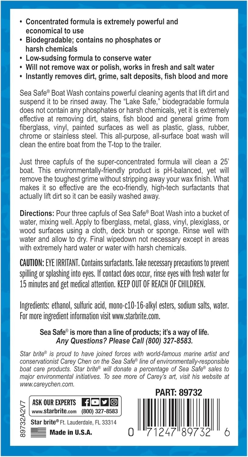 Sea Safe Boat Wash – Super Concentrated Formula – Gently Removes Dirt, Grime,…