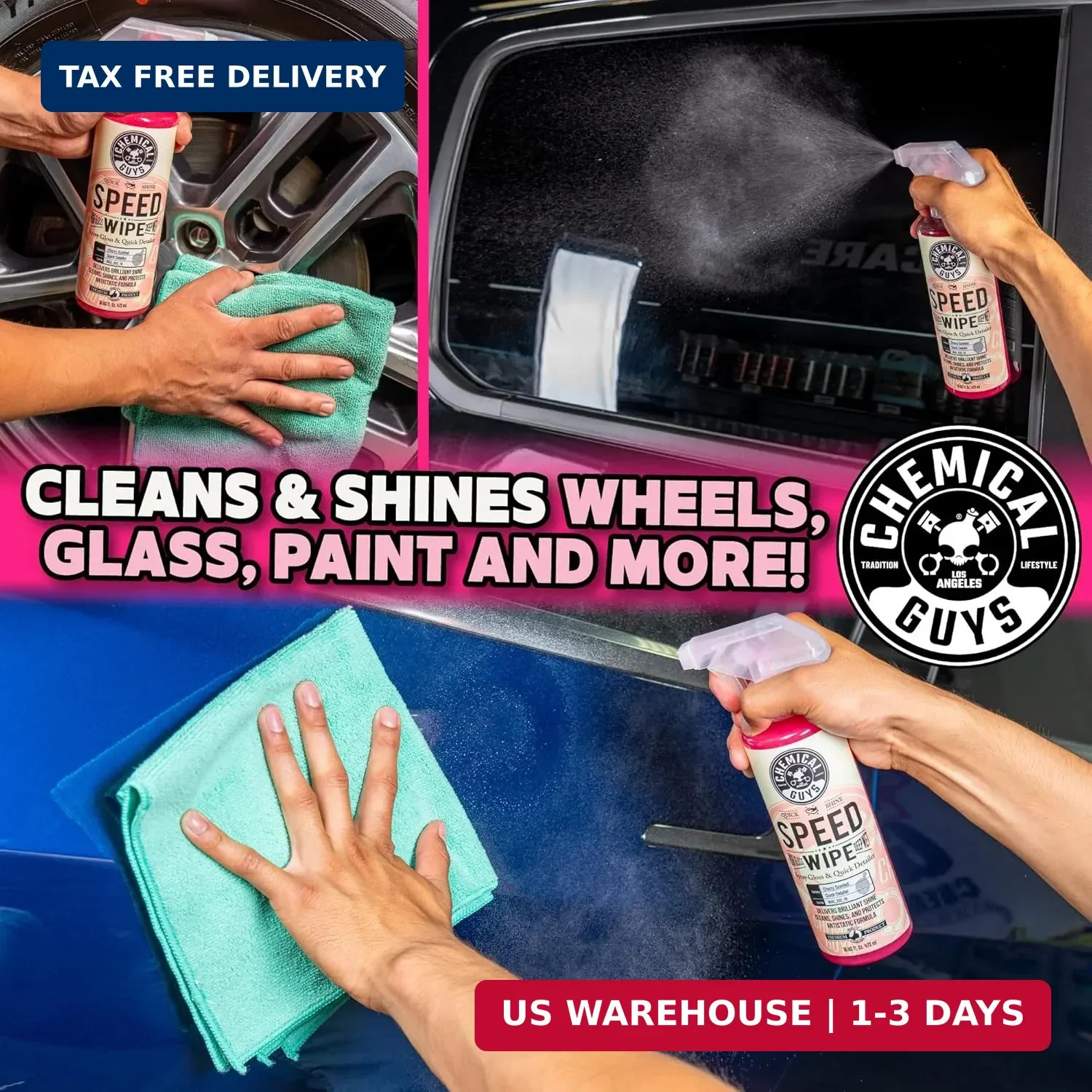 Chemical Guys Speed Wipe Quick Detailer – High Gloss, Streak-Free Shine, Detail