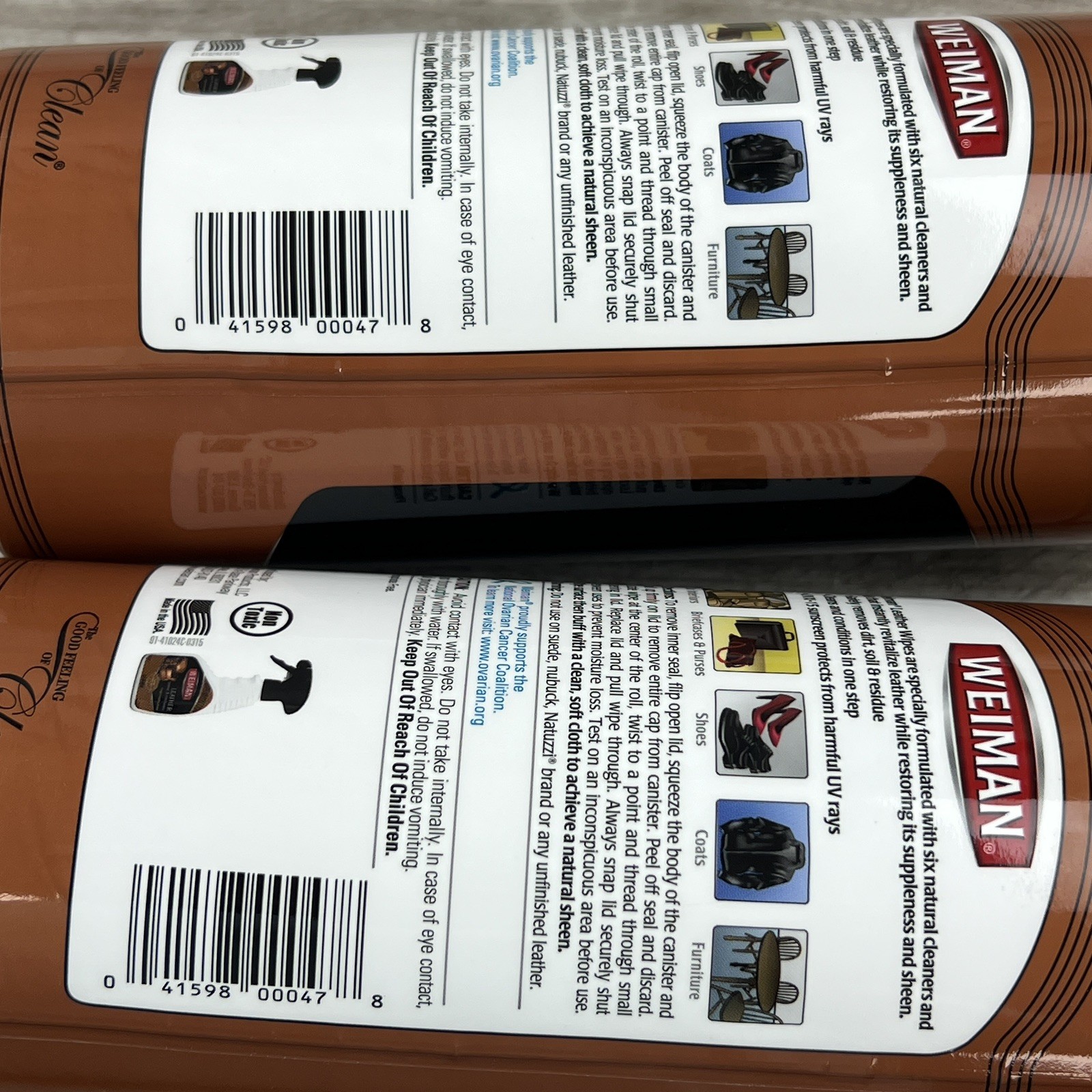 Weiman Leather Cleaner & Conditioner Wipes With UV Protection 30 ct (Pack of 2)