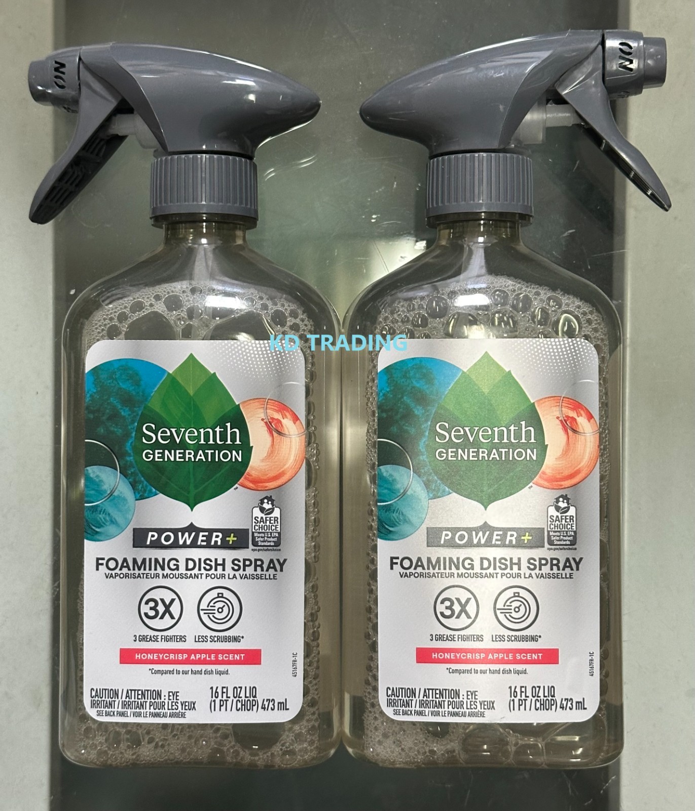 (2-Pk) SEVENTH GENERATION ~ POWER+ FOAMING DISH SPRAY Less Scrubbing Clean Fast