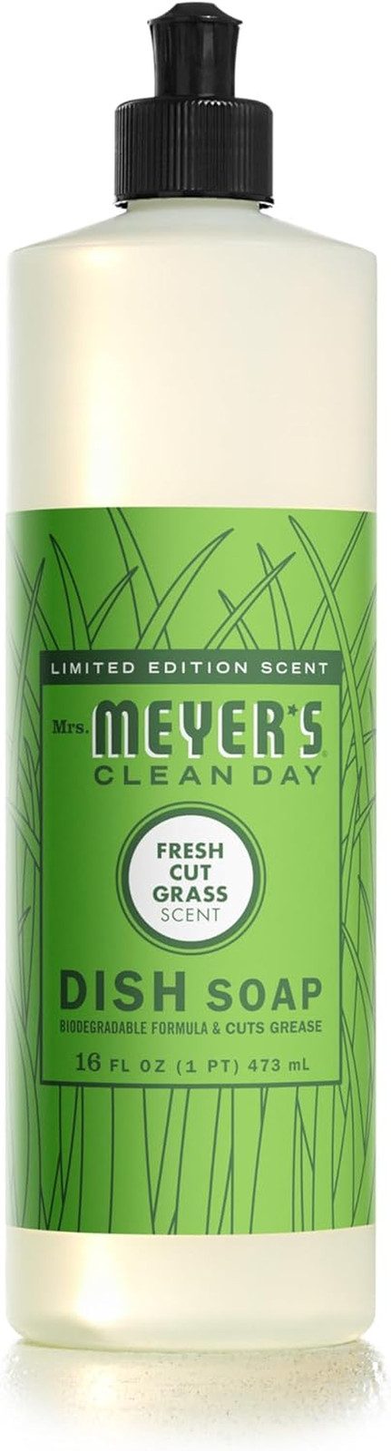 Mrs. Meyer’s Clean Day Liquid Dish Soap, Fresh Cut Grass Scent, 16 Ounce Bottle