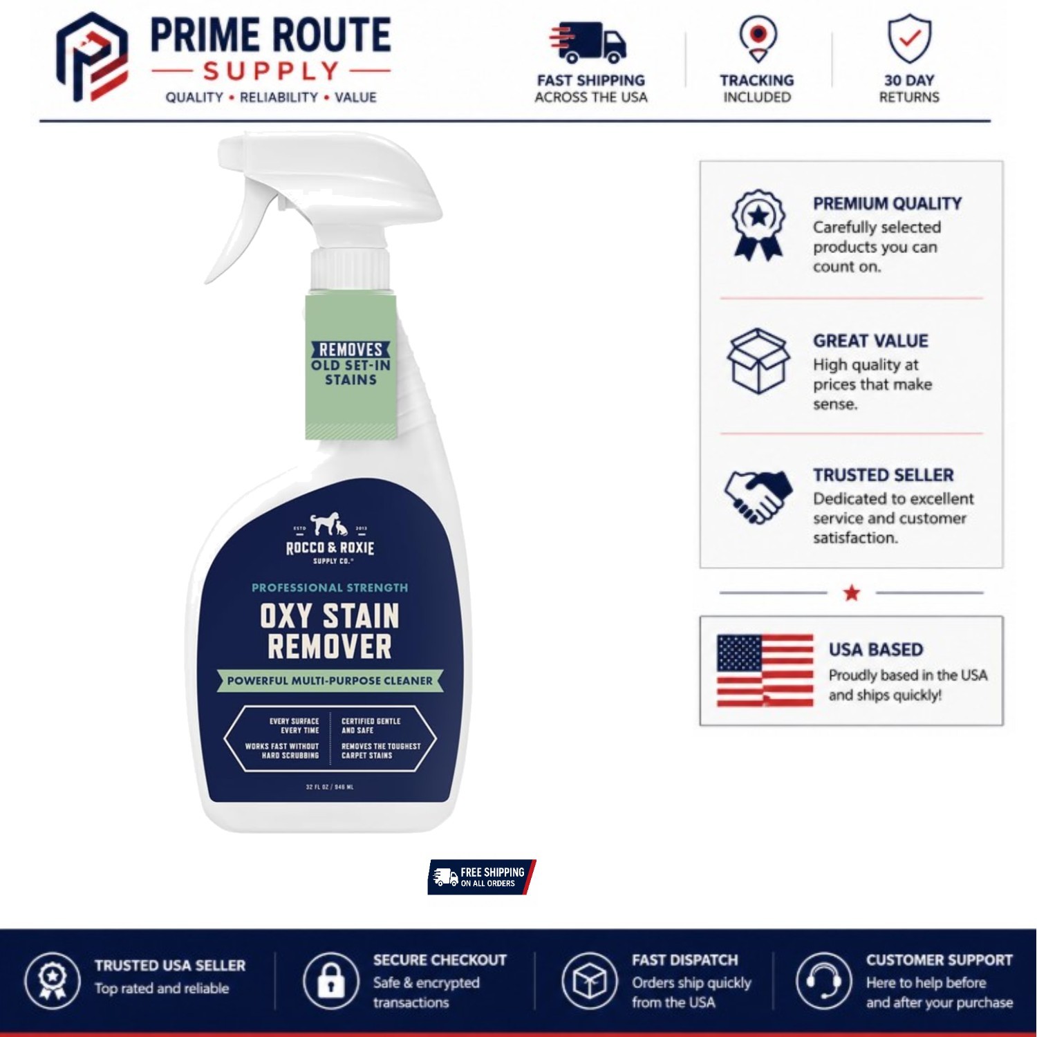 32 oz Rocco & Roxie Pet-Friendly Oxygen Stain Remover – Ideal for All Surfaces