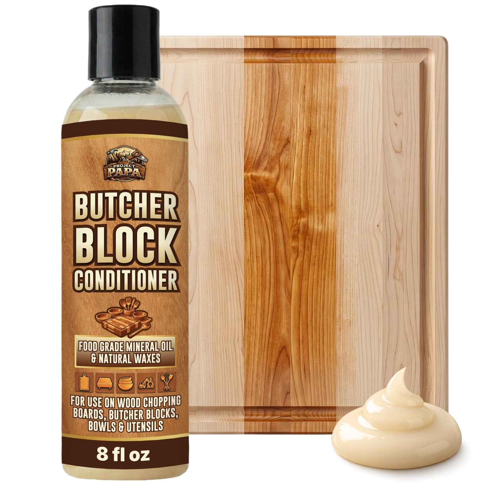 Cutting Board Conditioner Food Grade Mineral Oil and Beeswax for Wood Cuttin…