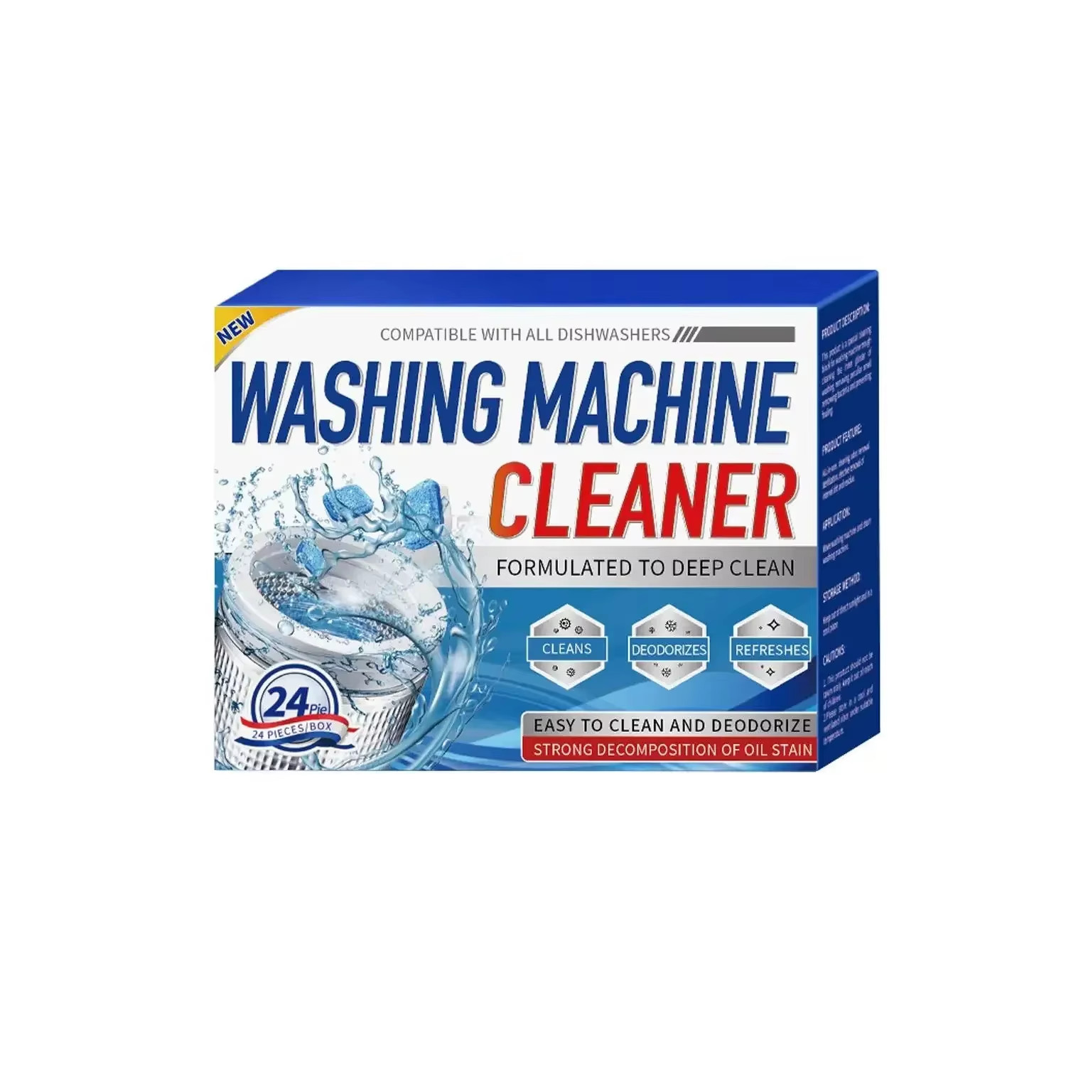 12/24Pcs Washing Machine Cleaner Tablets Penetrating Deep Clean Washer Cleaner T