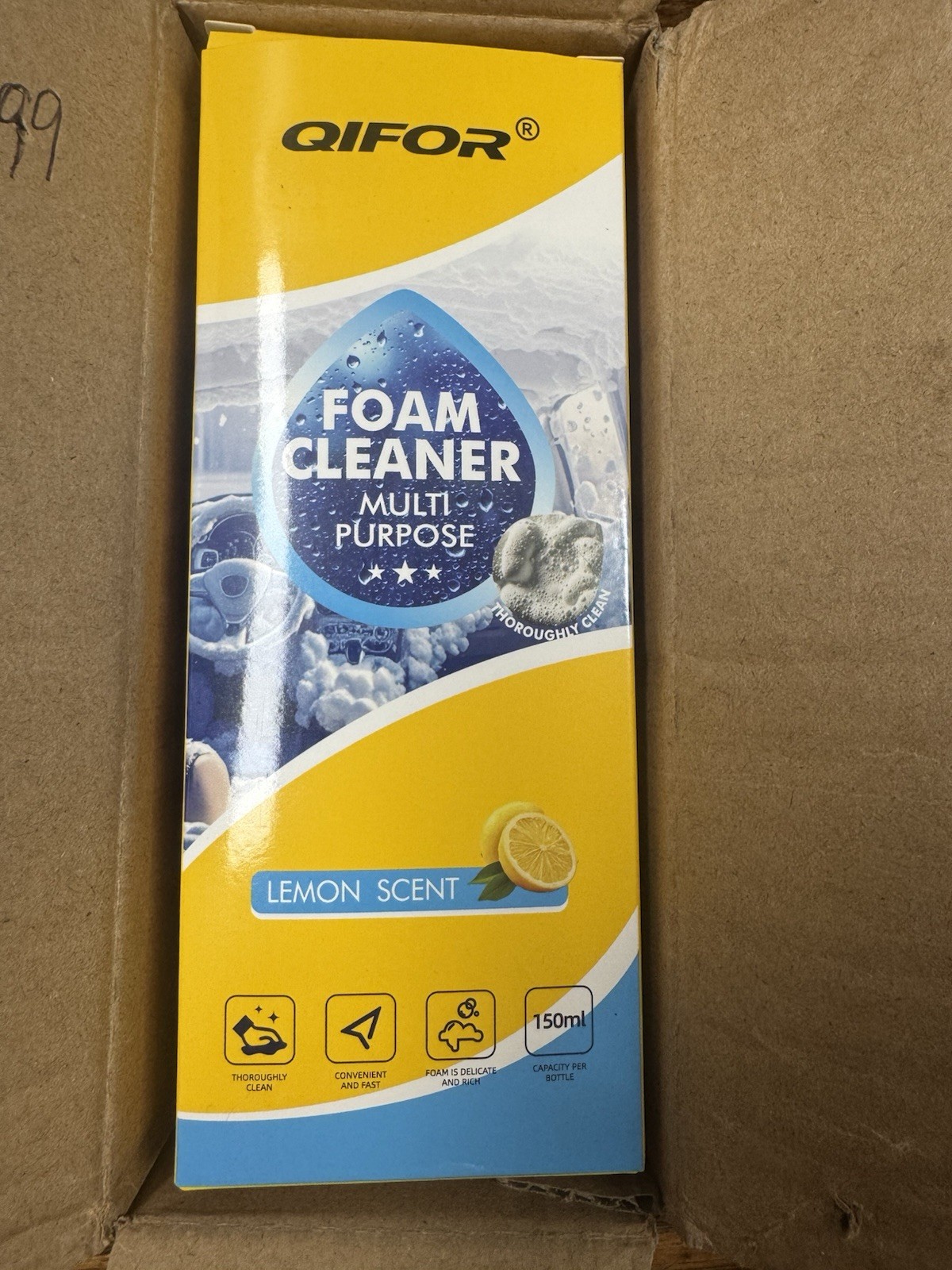 QIFOR Multi-Purpose Foam Cleaner, Lemon Scent, 150 ml, Foam Form, 1 Pack