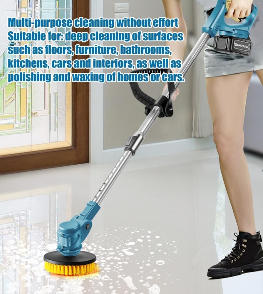 Cordless Power Scrubber Compatible, Brushless Floor Cleaner W/Extension Handle~