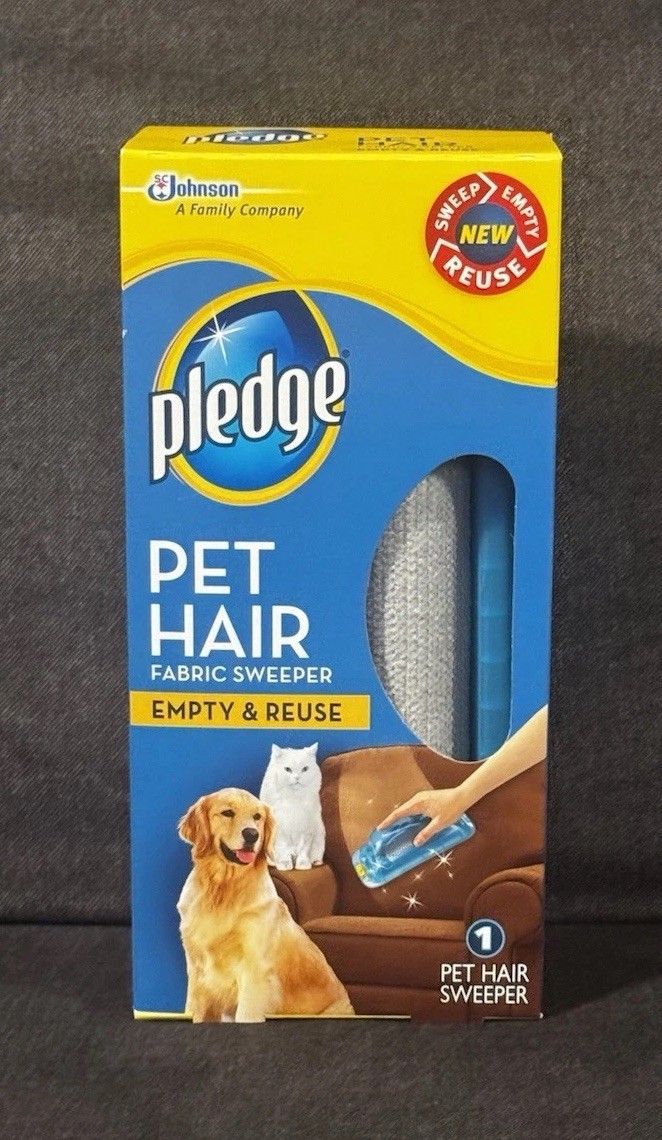 NEW Pledge Pet Hair Fabric Sweeper For Pet Hair – Empty & Reuse NIB