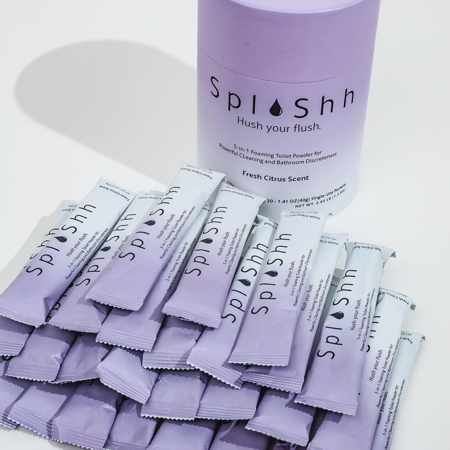 Splashh 5 in 1 Foaming Toilet Bowl Cleaner, 30 Powder Packets, Fresh Citrus Scen