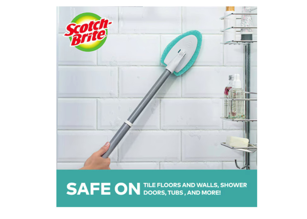 Scotch-Brite Shower Scrubber Poly Fiber Stiff Tile Grout Brush Tub Bathroom New