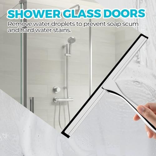 12 Inch All Purpose Shower Squeegee for Doors Tile Walls Bathroom Window Glass