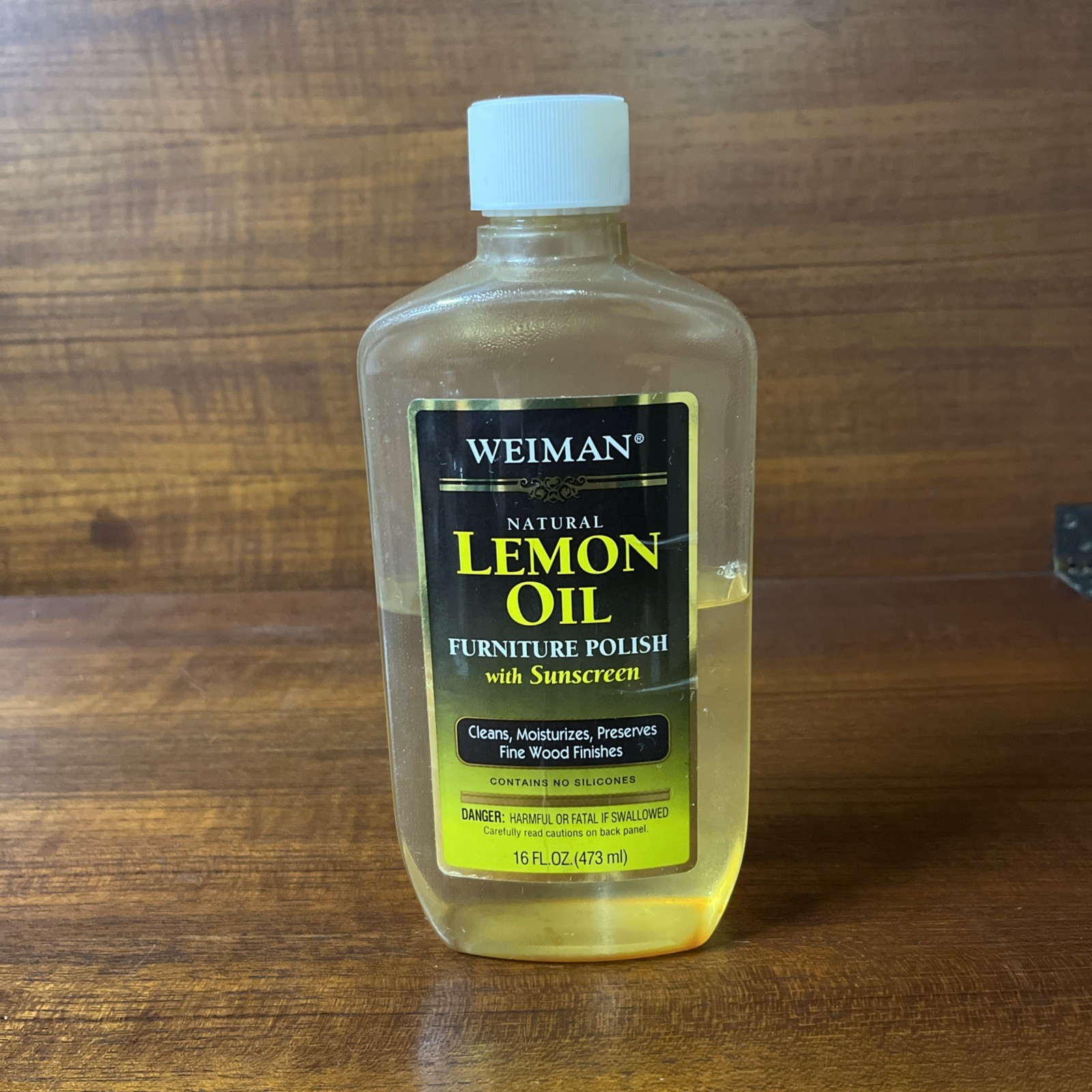 Weiman Natural Lemon Oil Furniture Wood Polish w/ Sunscreen 16 oz 50% Full