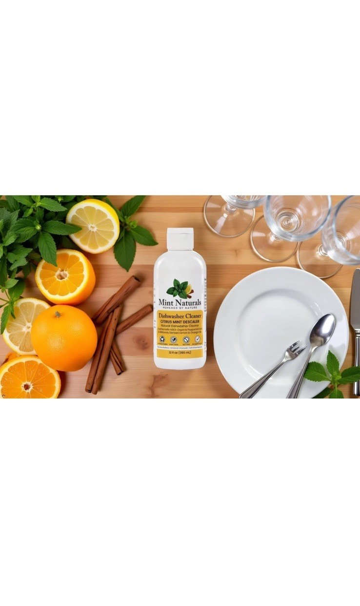 Natural Dishwasher Cleaner & Degreaser Liquid – USDA Organic Peppermint Oil Form