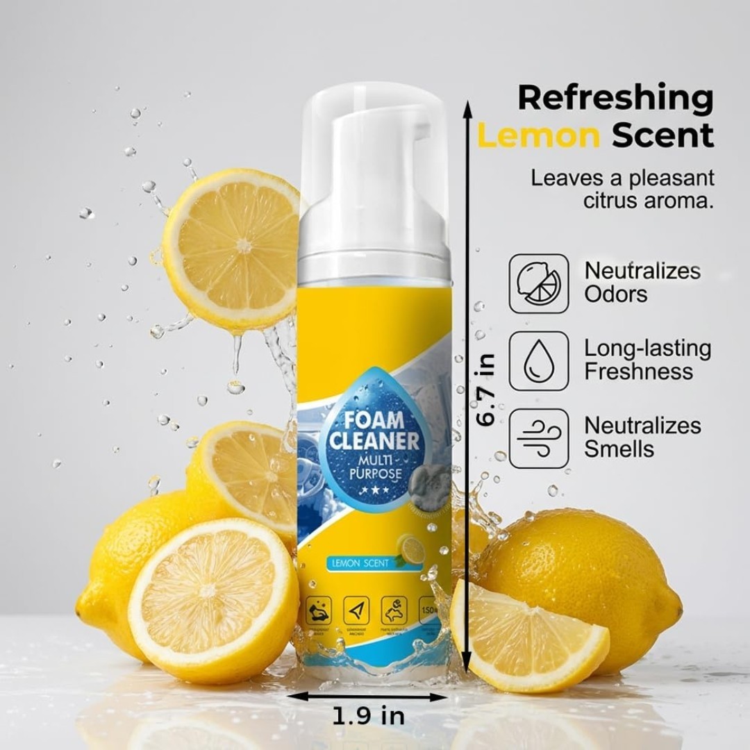 4-in-1 Multi-Enzyme Foam Cleaner, Multipurpose Foam No-Rinse Spray 5oz – Lemon