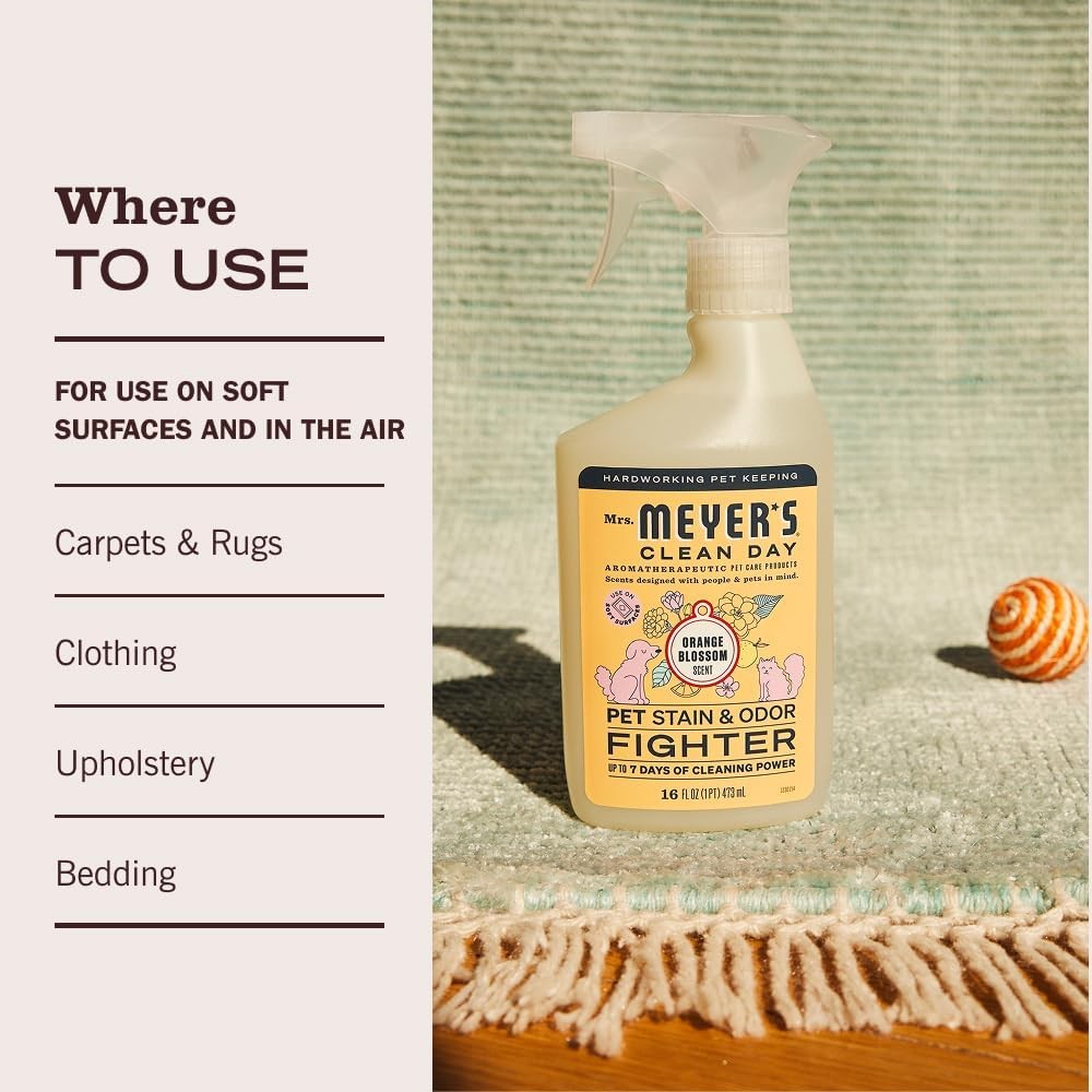 Mrs. MEYER’S CLEAN DAY Pet Stain & Odor Fighter, Orange Blossom Scent, 16oz