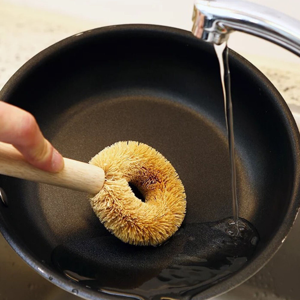 1PC Pan Brushes with Wood Handle Natural Pot Brushes Practical Wooden Dish Brush
