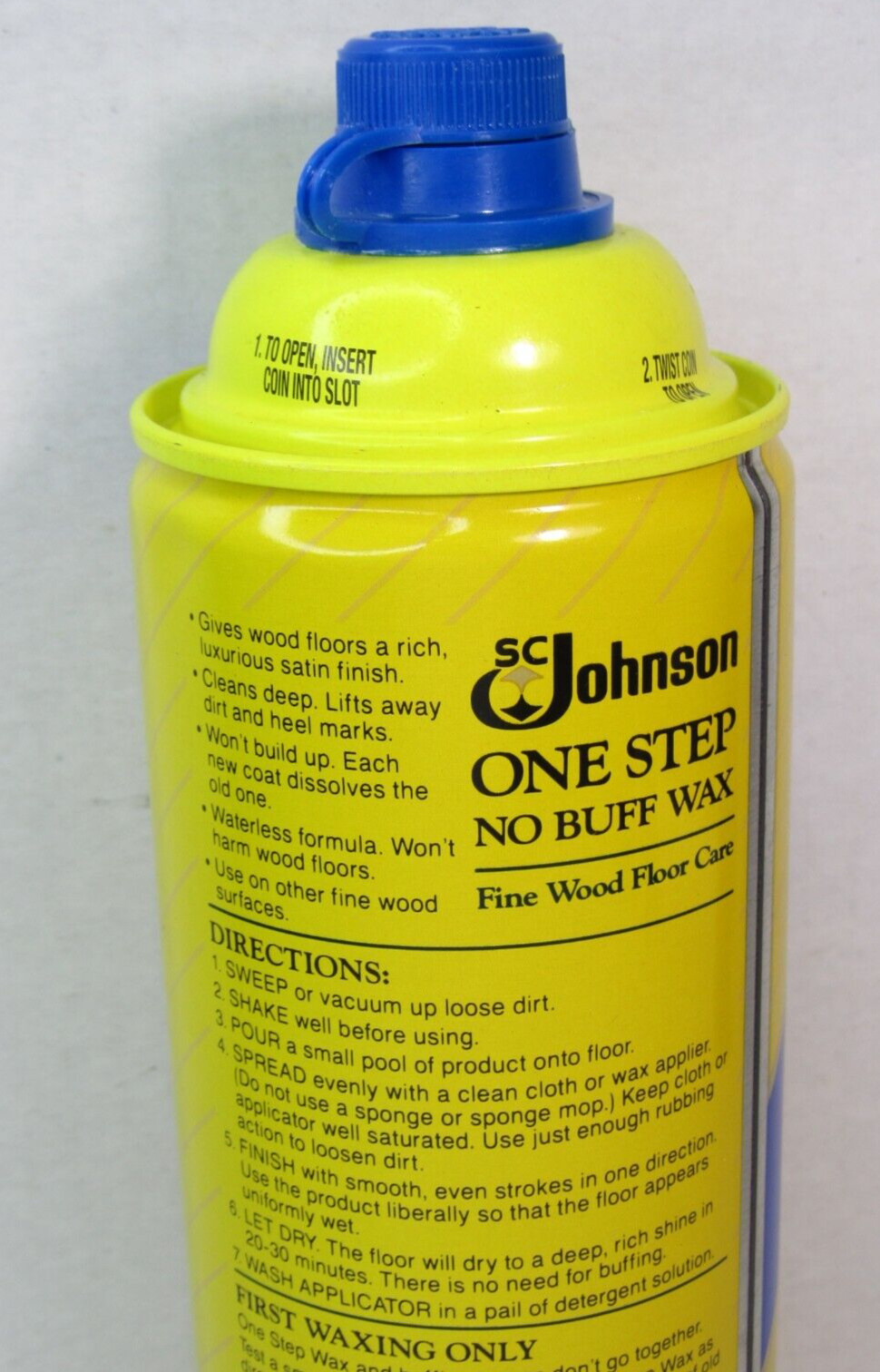 Vtg SC Johnson One Step No Buff Wax 1988 Fine Wood Floor Care 22oz Discontinued