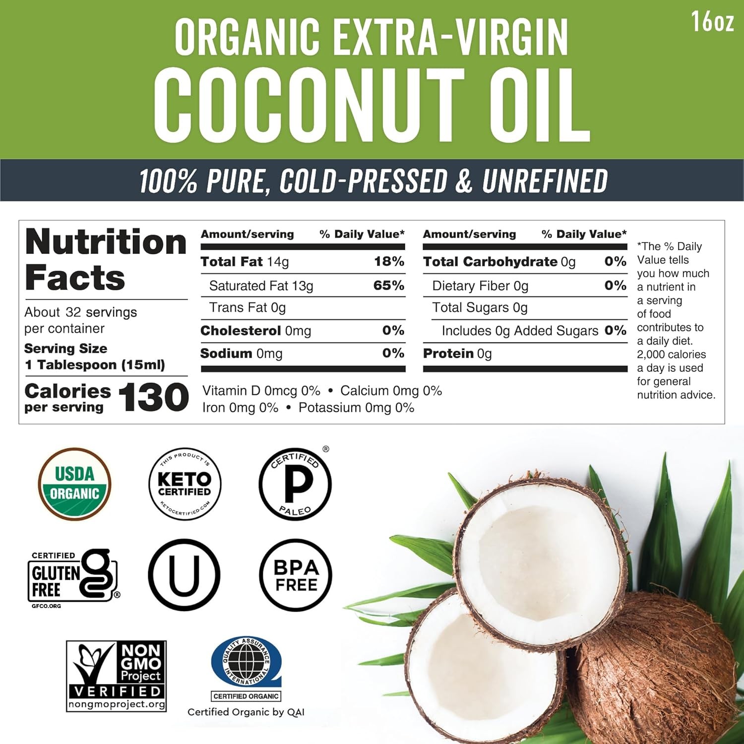 Aceite De Coco Organico Extra Virgen Para Cabello Piel Comestible Natural Virgin