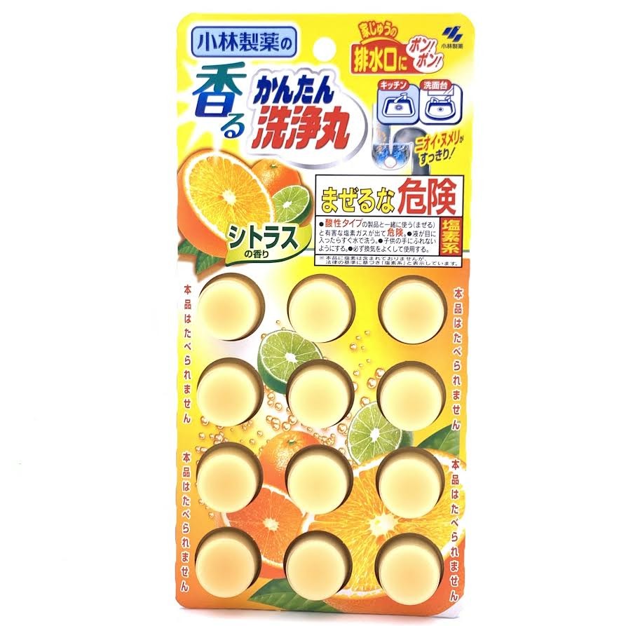Multipurpose Scented Cleaner 66g/(12Pcs)小林製藥除菌排水管洗淨丸柑橘味