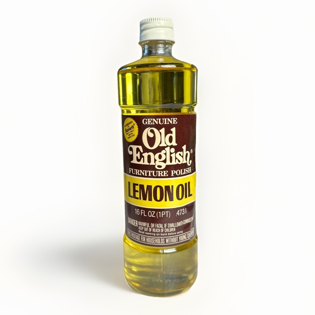 Old English Lemon Oil Furniture Polish FULL 16 Oz GLASS Bottle Vtg NOS PROP
