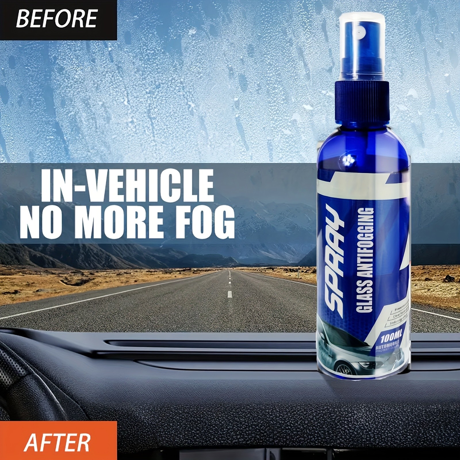 Anti-Fog Spray for Car Glass Helmets Mirrors Windshield Defogger Clear View