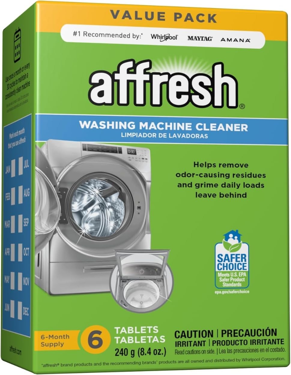 Affresh Washing Machine Cleaner, For Whirlpool, Maytag & Amana, – 6 Tablets