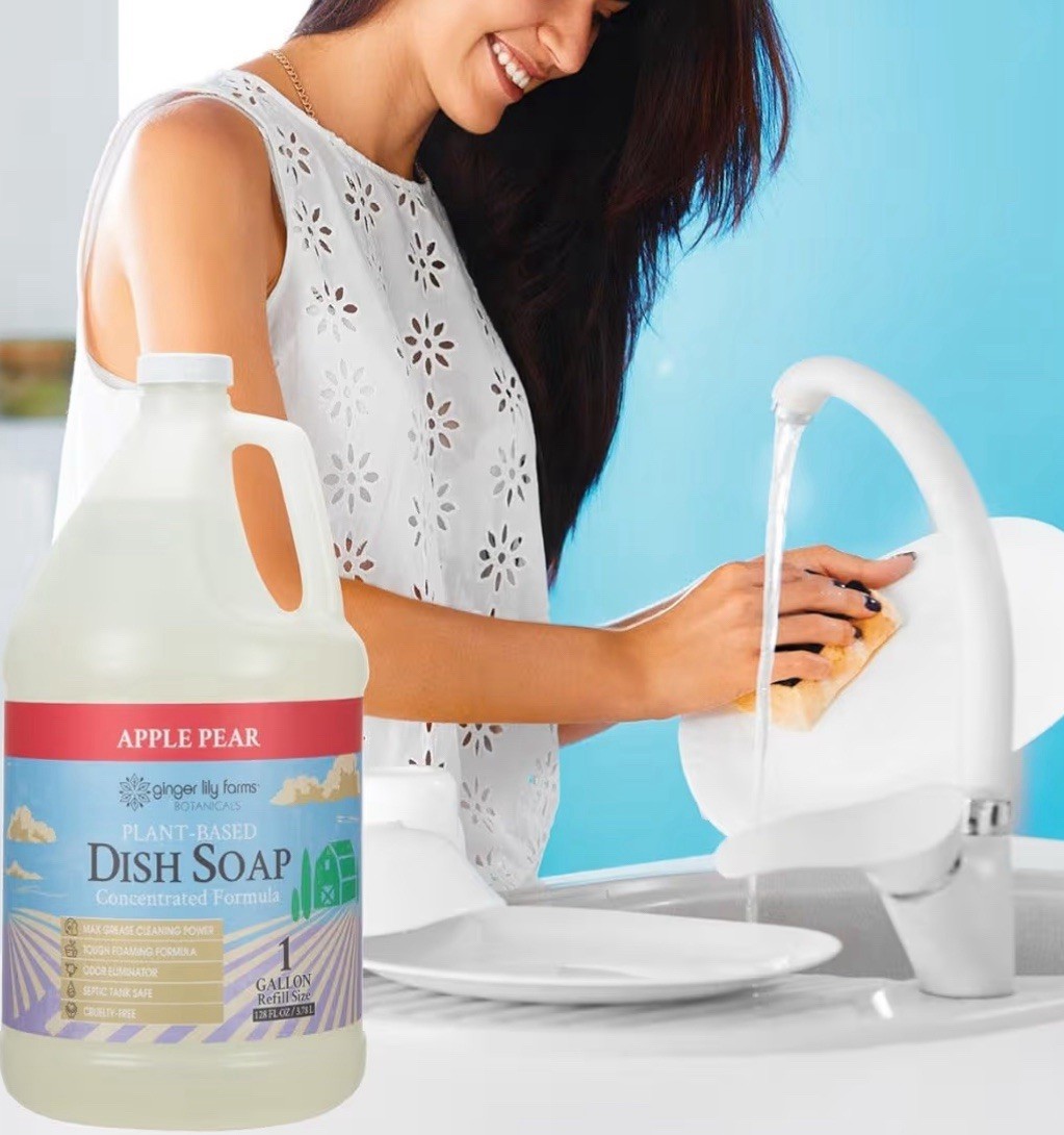 1 Gallon Apple Pear Dish Soap Refill Plant-Based Liquid Bulk 128oz Natural