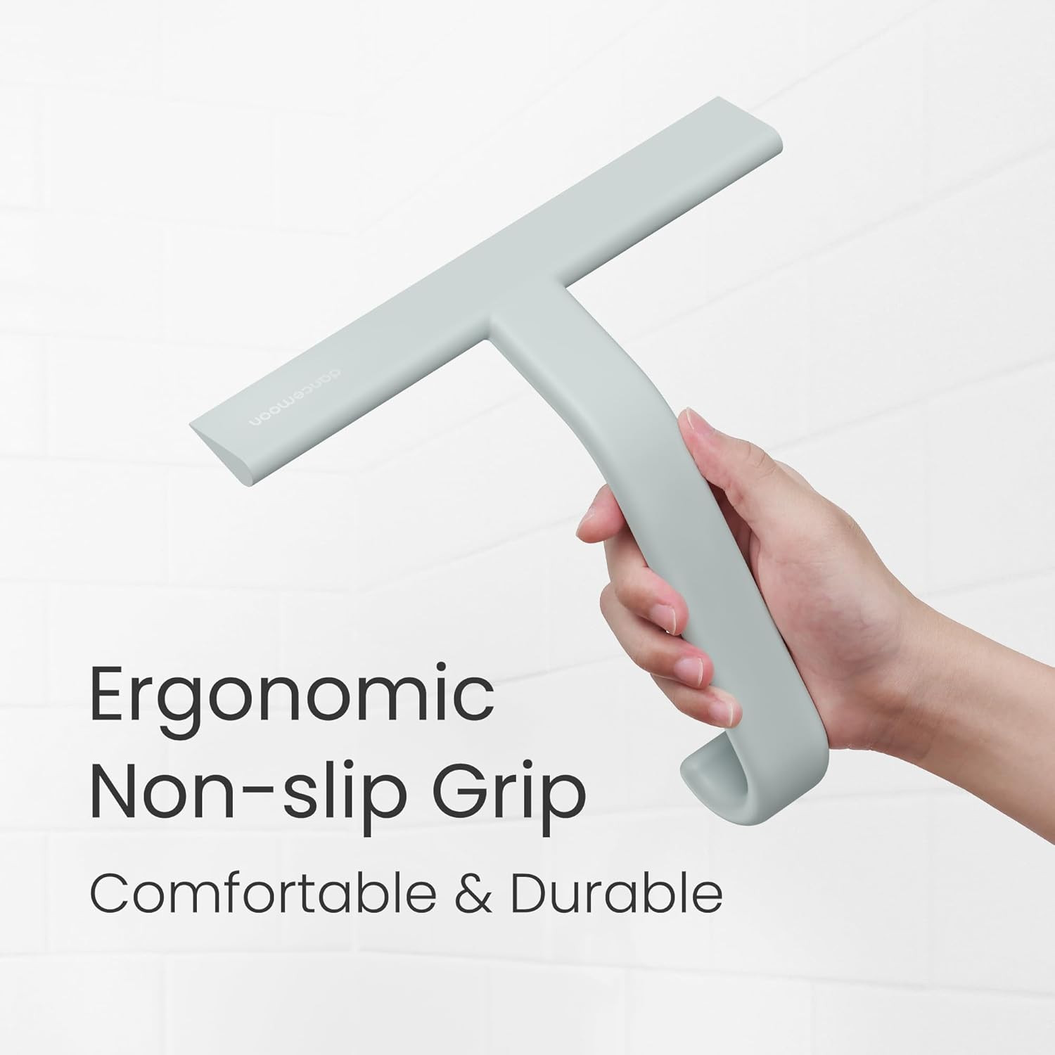 Shower Squeegee 10-Inch Sage Green Silicone Built-in Hook for Glass Doors
