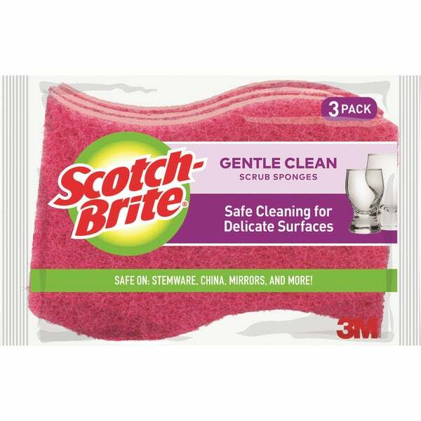 (3)-3M Scotch-Brite 4.4 In. x 2.6 In. Pink Delicate Scrub Sponge (3-Count)
