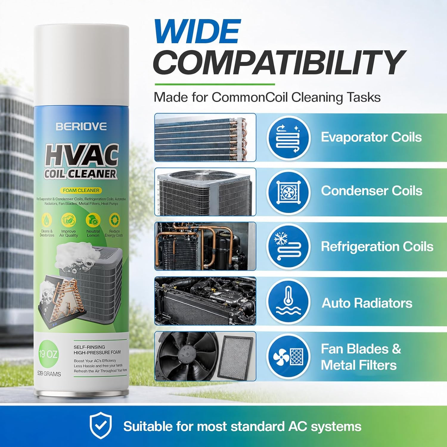 Foaming AC Coil Cleaner 19 oz Evaporator & Condenser Cleaner