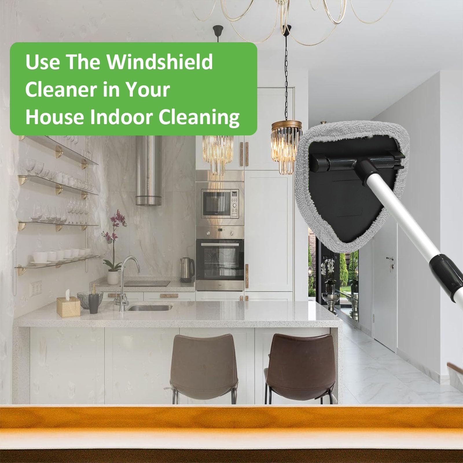3-Piece Car Window Cleaner Kit – Extendable Handle, 9 Microfiber Pads, 3 Spray B