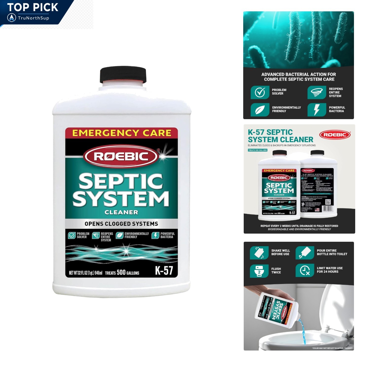 Septic System Cleaner 32 Oz Roebic K-57 Liquid Treatment for Septic Tanks Clo…