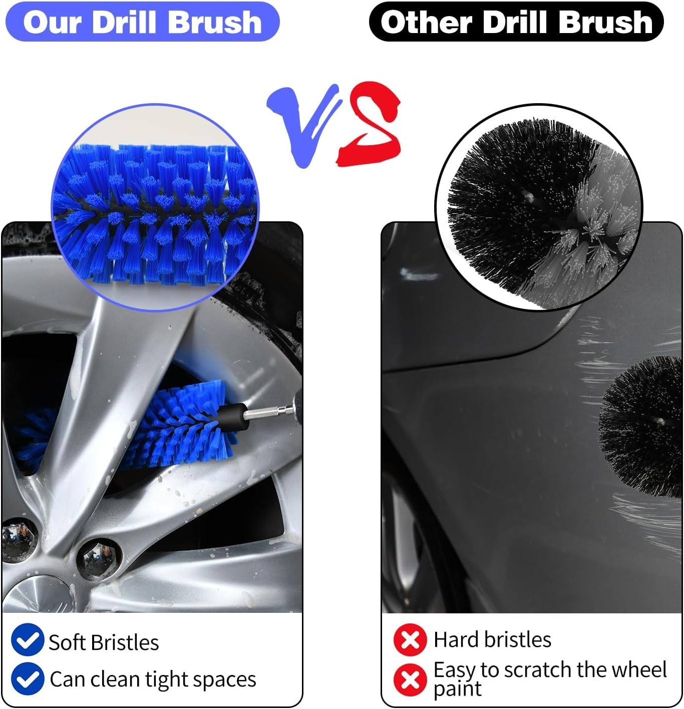 Drill Brush for Car Wheel and Bottle, Highly Dense and Durable Car Cleaning B…