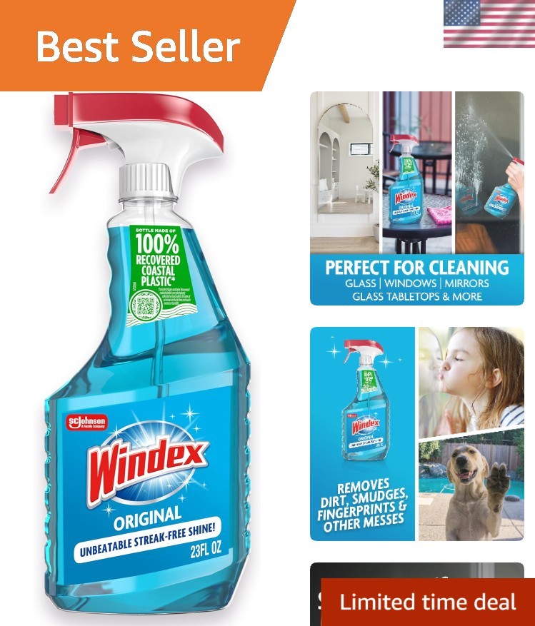 Eco-Friendly Windex Glass Cleaner, 23 Fl Oz Spray, Scent & Protection