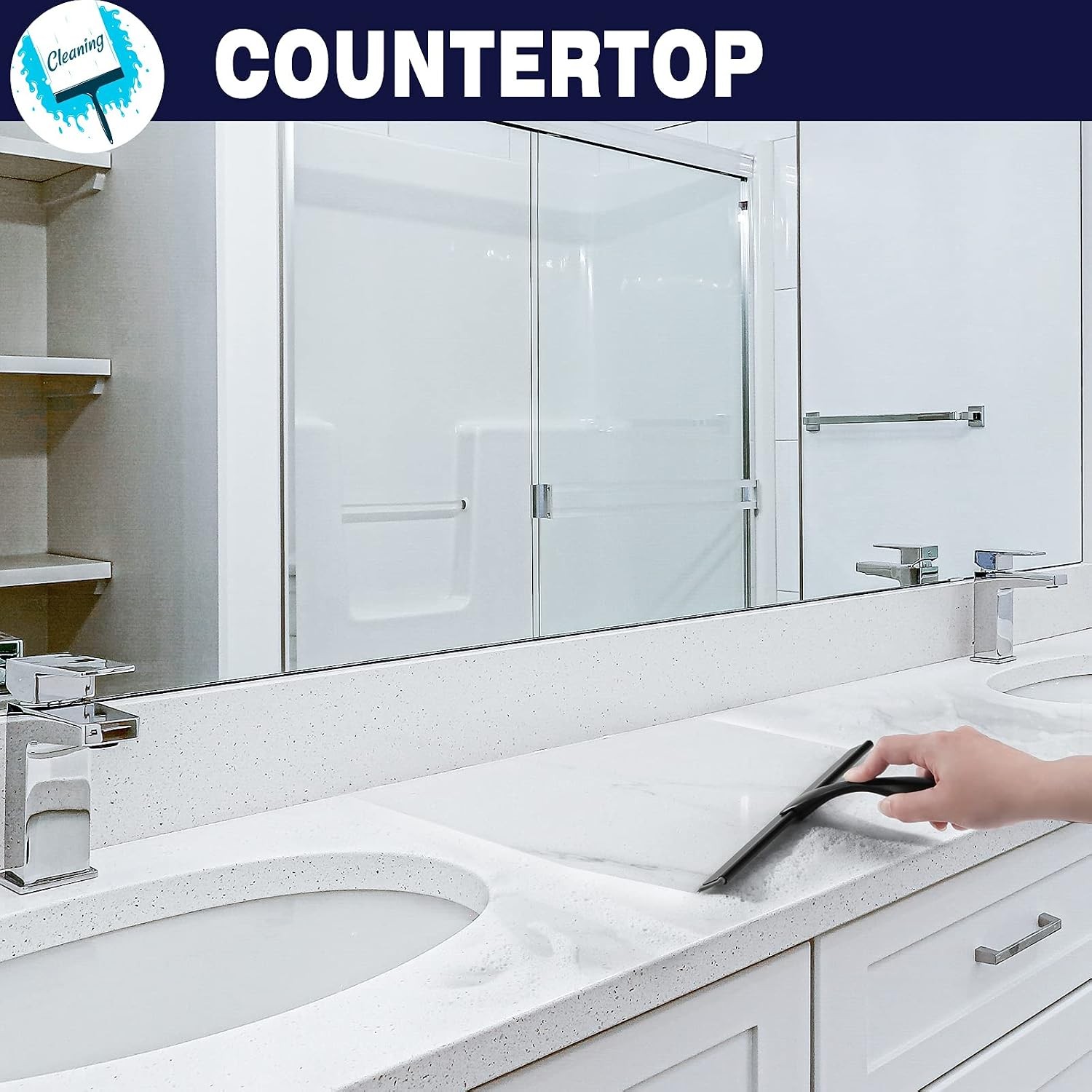 10-Inch Matte Black Squeegee, All-Purpose Stainless Steel Squeegee for Bathroom