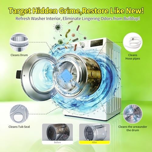 Washing Machine Cleaner Tablets – Deep Cleans & Descaler for Front Load and T…