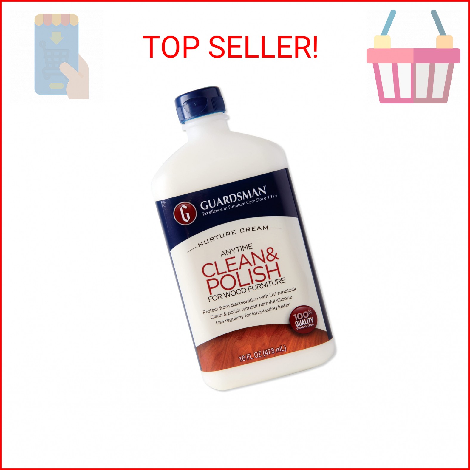 Guardsman Clean & Polish For Wood Furniture – Cream Polish 16.9 oz – Silicone Fr