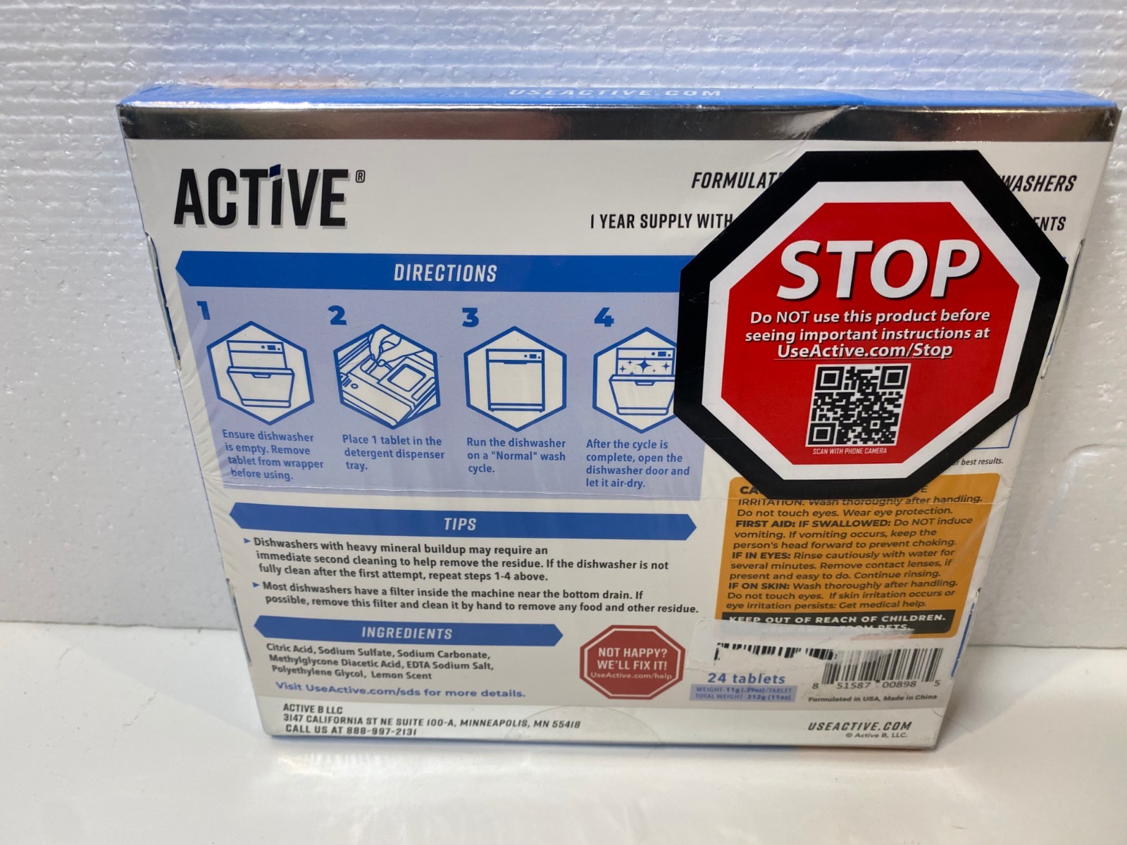 Active Dishwasher Cleaner and Deodorizer Tablets, Descaler 24 Count