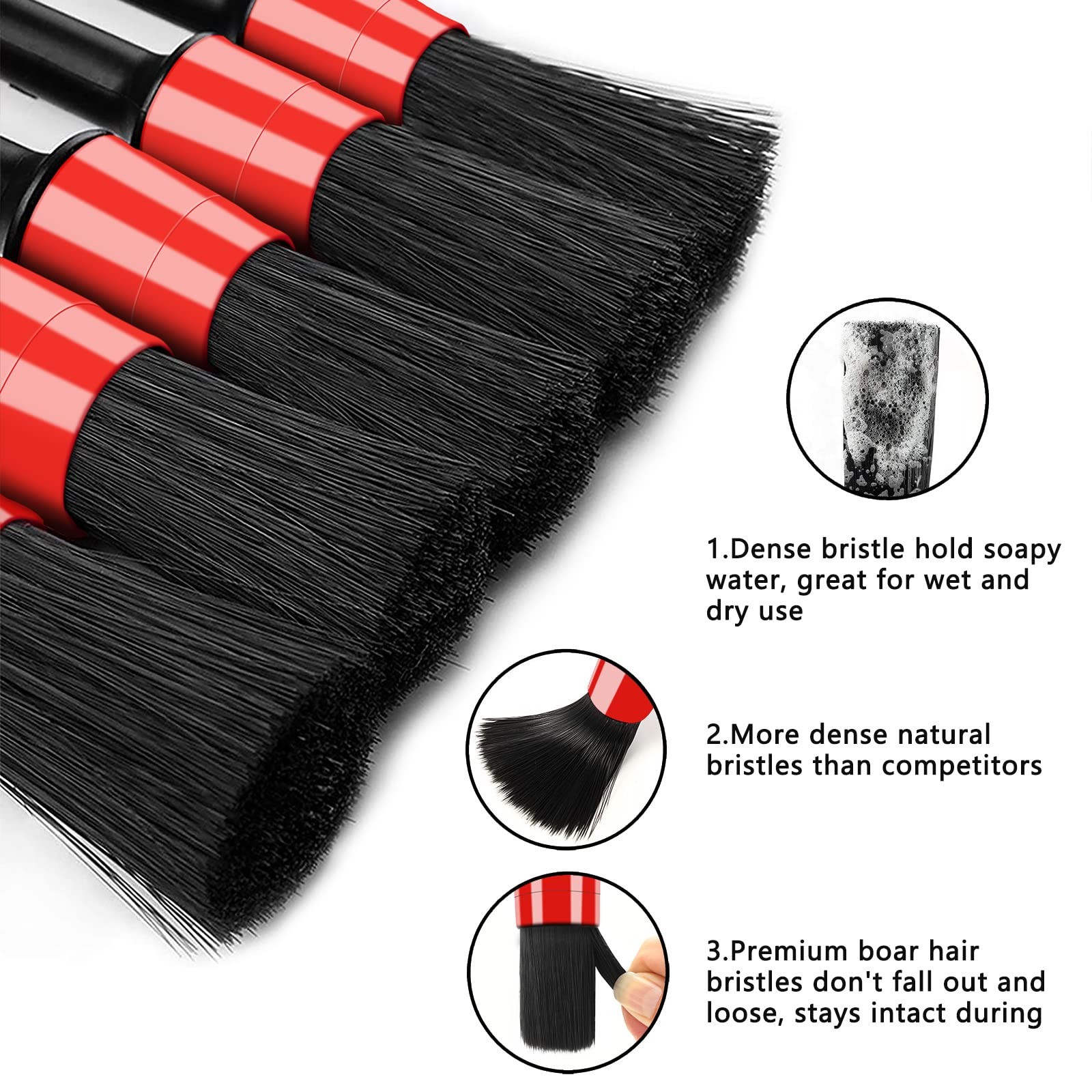 10pc Car Detailing Brush Kit Interior Exterior Cleaning Set with Wire Brushes