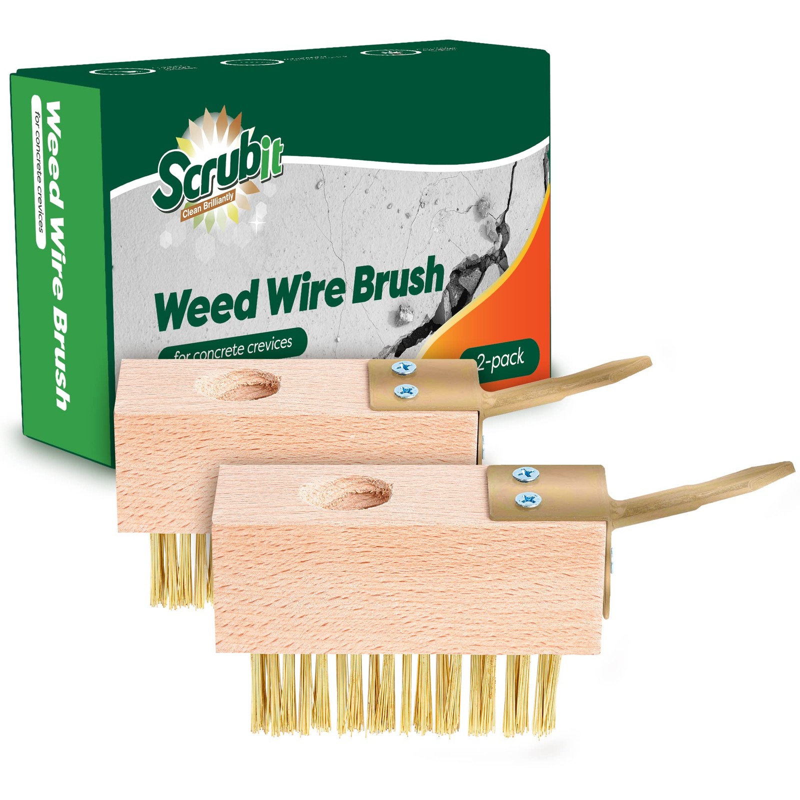 Moss & Weed Remover Brush Set for Decks, Pavers, Patios, Walkways & Grout