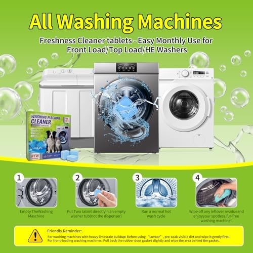 Washing Machine Cleaner Tablets – Deep Cleans & Descaler for Front Load and T…