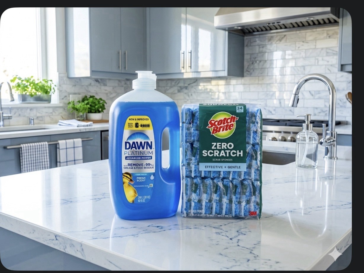 Dawn Platinum Advanced Power Liquid Dish Soap 90 fl oz +Scotch Brite