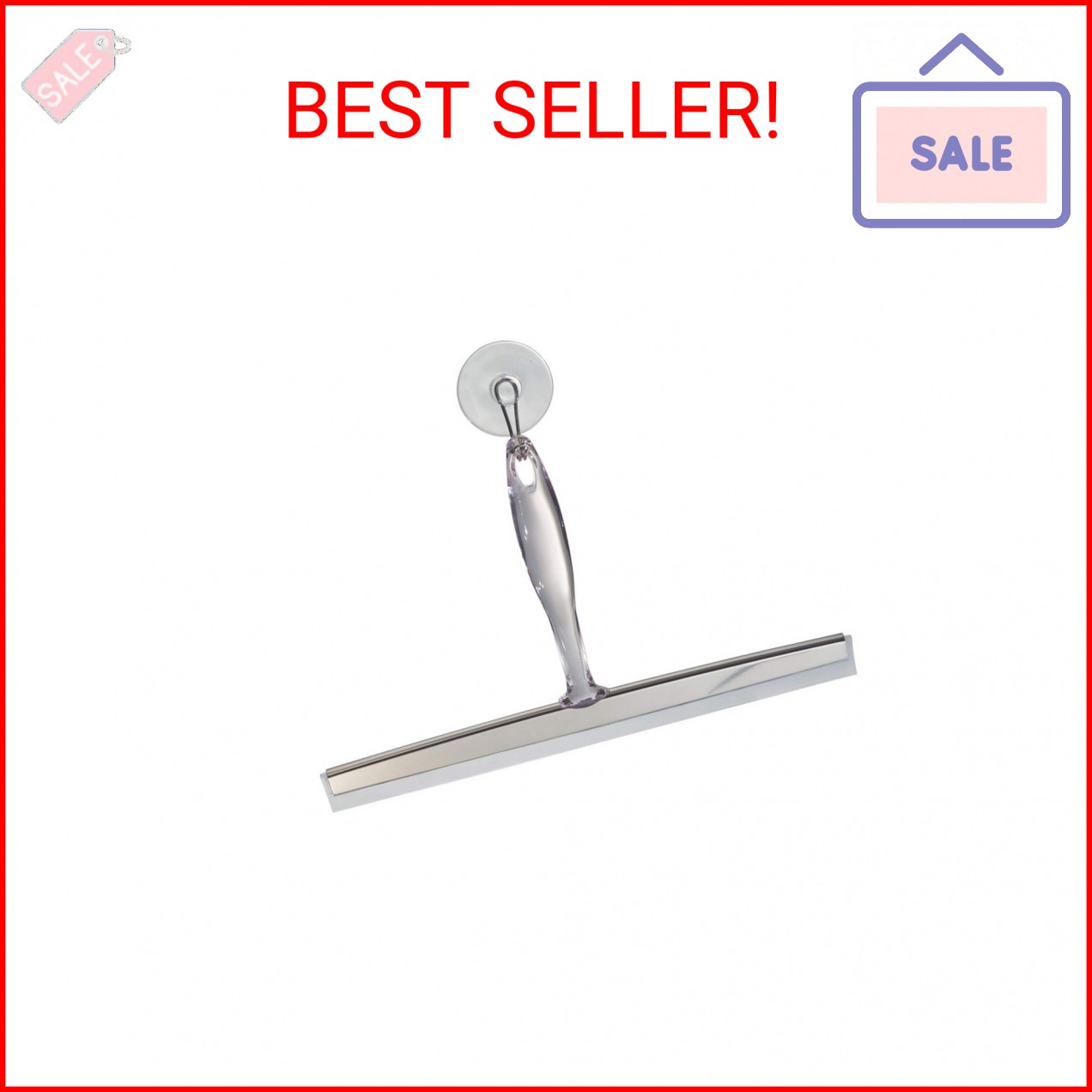 iDesign Zia Metal and Plastic Bathroom Squeegee for Shower, Glass Doors, Floors,