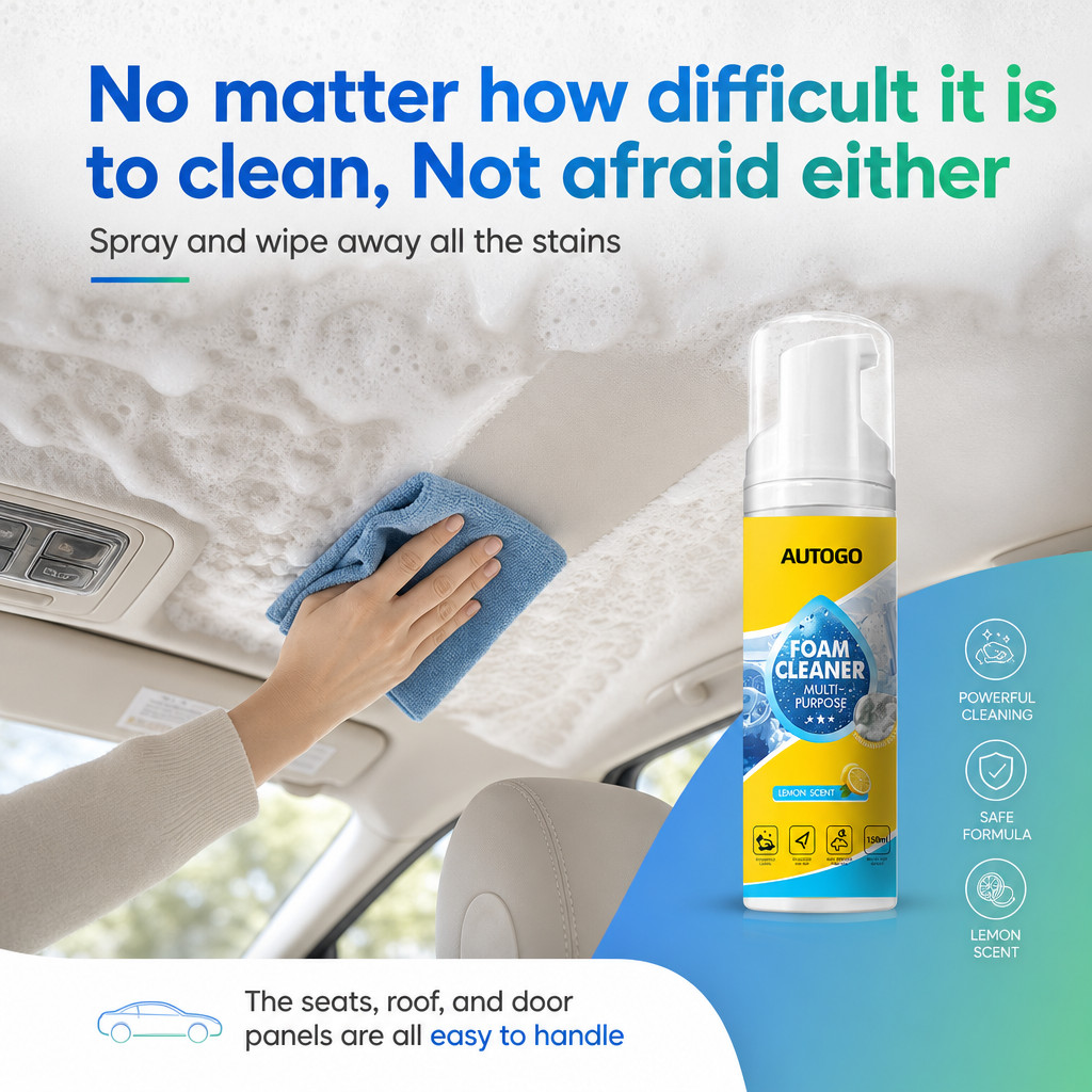 3X 4-in-1 Multi-Enzyme Foam Cleaner,All-Purpose Spray 5oz with Sponge&Towel