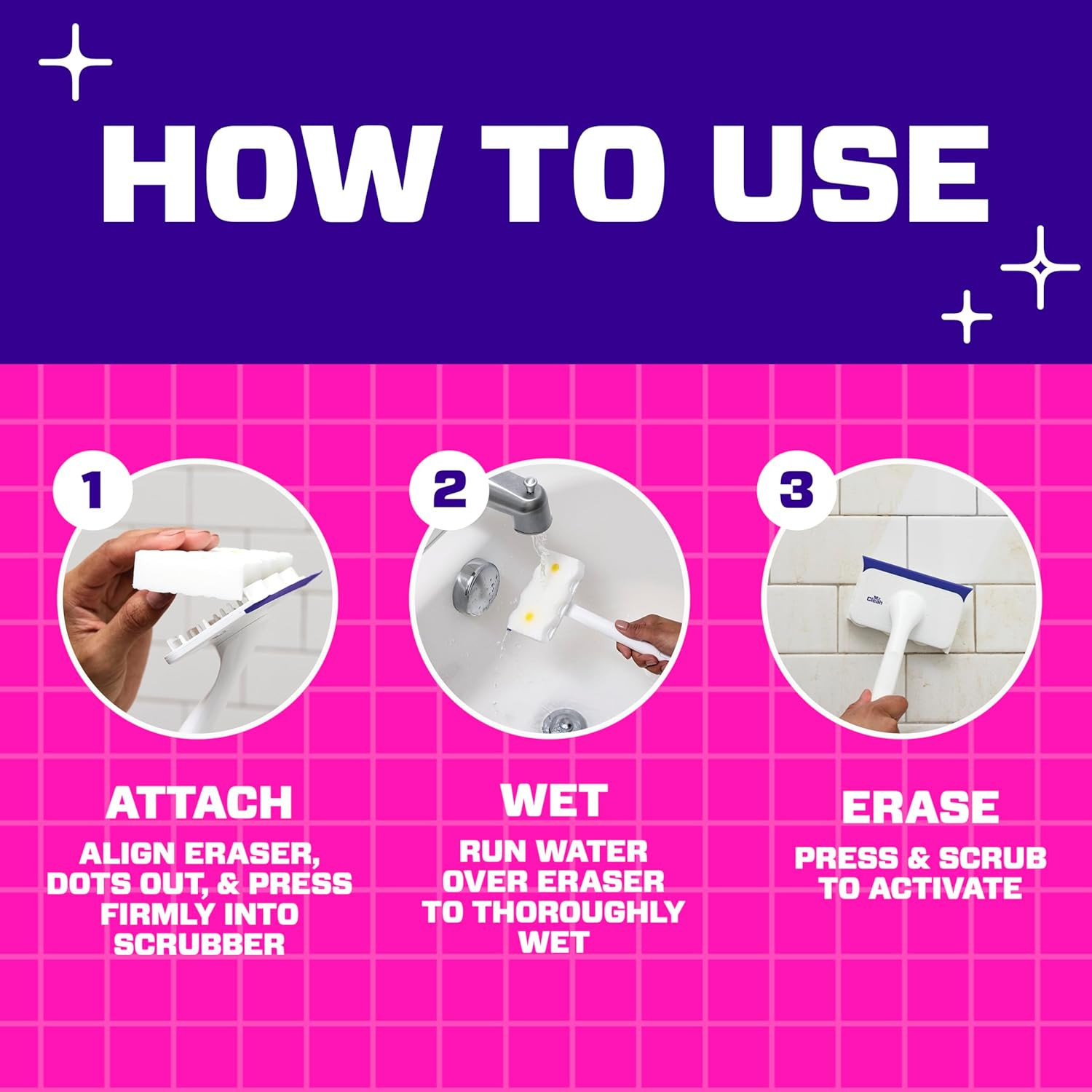 Mr. Clean Magic Eraser Shower & Tub Scrubber, Bathroom Cleaner, All in One Bathr