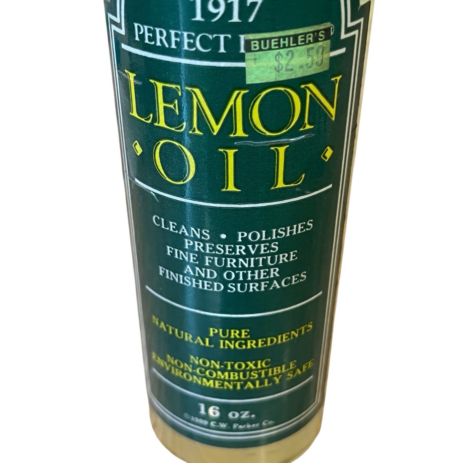 Vintage PARKER’S Perfect Polish LEMON OIL 16 Oz 90% Full 1989 USA