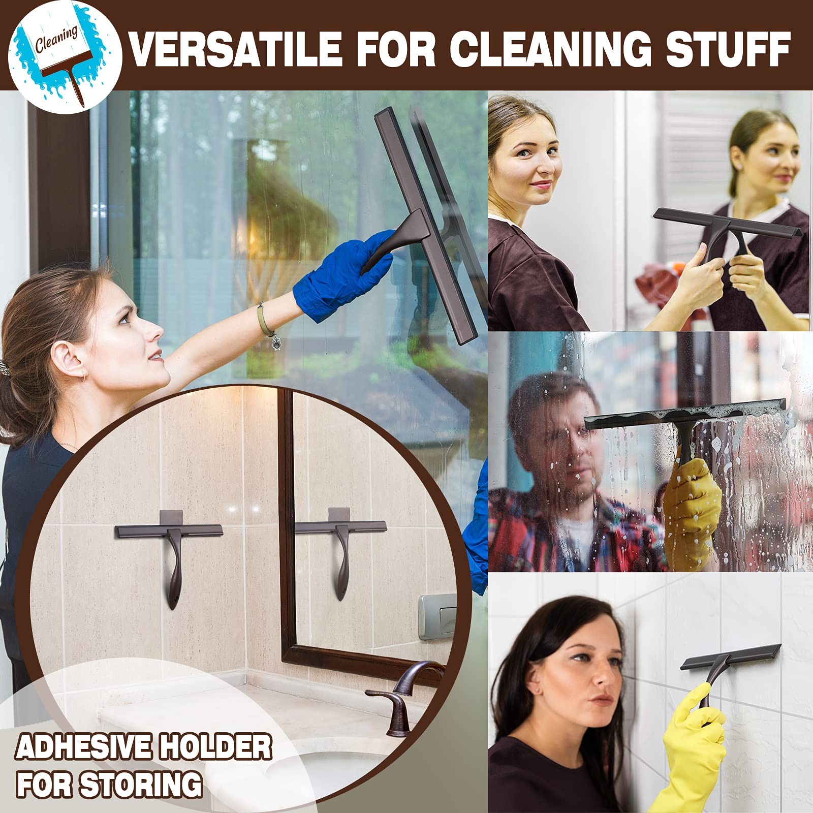 NETANY Shower Squeegee, 10-Inch Bronze Squeegee, All-Purpose Stainless Steel …