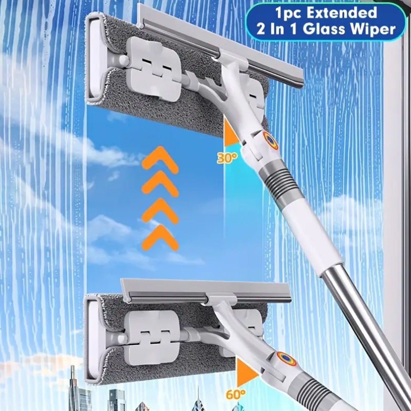52″ Extendable Window Squeegee Cleaner Long Handle Car Cleaning Window Glass