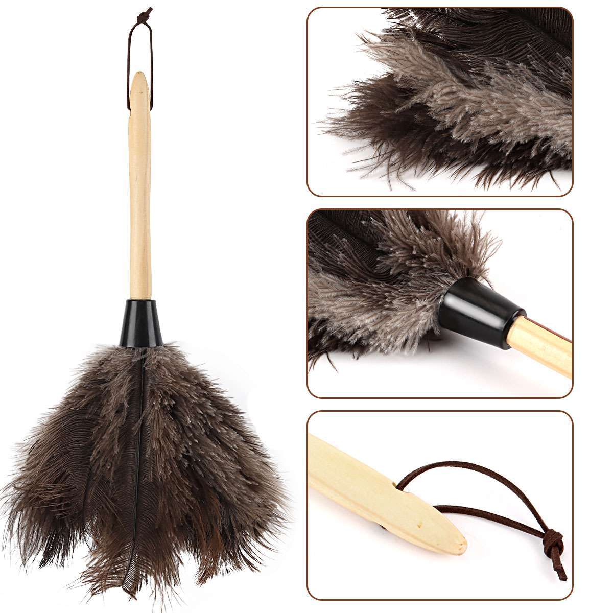 2Pcs 16″ Ostrich Feather Duster Durable Dust Collecting Cleaning Tool In Wool US